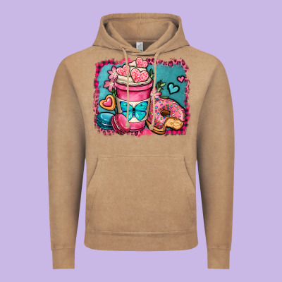 Valentines Day Coffee Cup And Sweets Vintage Hoodie Designed By Oliviacreatesart