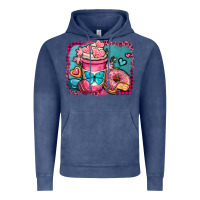 Vintage Denim valentines day coffee cup and sweets Vintage Hoodie - OliviaCreatesArt