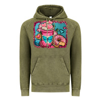 Vintage Olive valentines day coffee cup and sweets Vintage Hoodie - OliviaCreatesArt