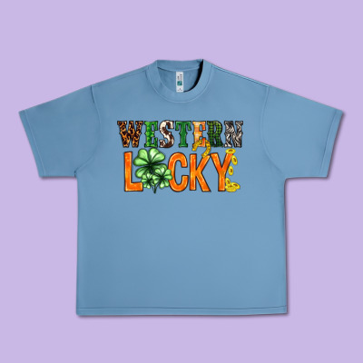 Western Lucky With Clover St. Patricks Day Urban Heavy Tee Designed By Howdyjamesfarm