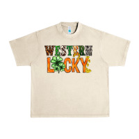 Sandshell Western lucky with clover St. Patricks day Urban Heavy Tee - HowdyJamesFarm