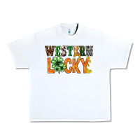 White Western lucky with clover St. Patricks day Urban Heavy Tee - HowdyJamesFarm