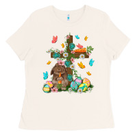 Bone Western Rabbit with Cross Easter Day Ladies Tee - HowdyJamesFarm