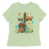 Matcha Western Rabbit with Cross Easter Day Ladies Tee - HowdyJamesFarm