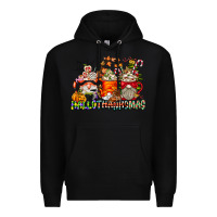 Black Hallothanksmas Gnome Coffee Cups Premium Hoodie - CowhideDigitalArt