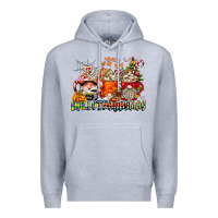 Heather Grey Hallothanksmas Gnome Coffee Cups Premium Hoodie - CowhideDigitalArt