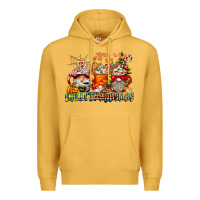 Mustard Hallothanksmas Gnome Coffee Cups Premium Hoodie - CowhideDigitalArt