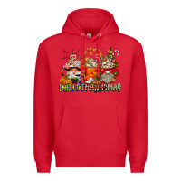 Red Hallothanksmas Gnome Coffee Cups Premium Hoodie - CowhideDigitalArt