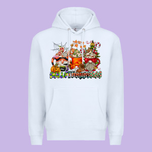 Hallothanksmas Gnome Coffee Cups Premium Hoodie Designed By Cowhidedigitalart