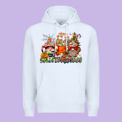 Hallothanksmas Gnome Coffee Cups Premium Hoodie Designed By Cowhidedigitalart