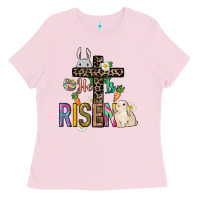 Bubblegum Pink He is risen Easter Day Ladies Tee - HowdyJamesFarm