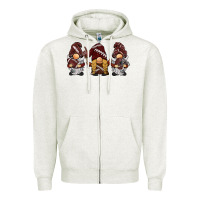 Oatmeal Heather football gnomes Zipper Hoodie - BarkalooDesign