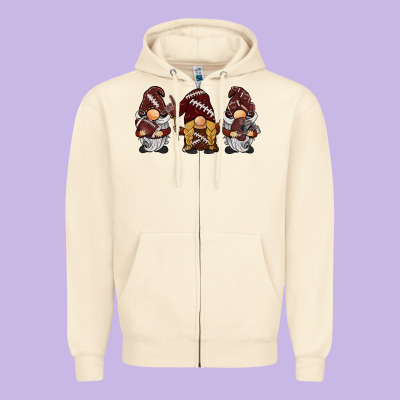 Football Gnomes Zipper Hoodie Designed By Barkaloodesign