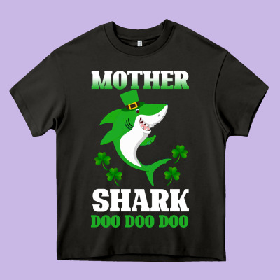 Mother Shark Doo Doo Doo Heavy Core Tee Designed By Bettercallsaul