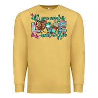 Antique Gold all you need is love and coffee Premium Sweatshirt - AdoDesignShop