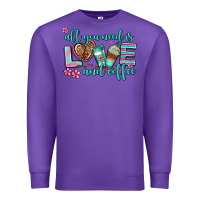 Purple all you need is love and coffee Premium Sweatshirt - AdoDesignShop