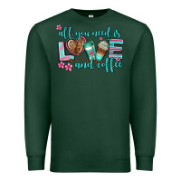 Sports Green all you need is love and coffee Premium Sweatshirt - AdoDesignShop