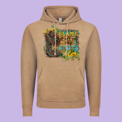 Blame It All On My Boots Vintage Hoodie Designed By Fadigitalartstudio