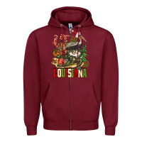Burgundy Christmas Louisiana Zipper Hoodie - BarkalooDesign