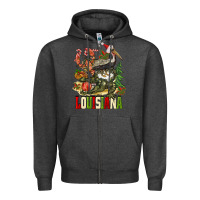 Charcoal Heather Christmas Louisiana Zipper Hoodie - BarkalooDesign