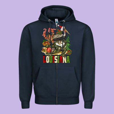 Christmas Louisiana Zipper Hoodie Designed By Barkaloodesign