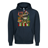 Navy Christmas Louisiana Zipper Hoodie - BarkalooDesign