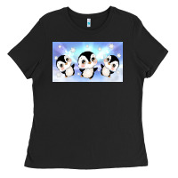 Black cute penguin Ladies Tee - TumblerDesignByShophia