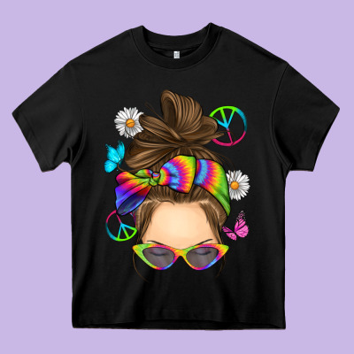 Messy Bun Tie Dye Heavy Core Tee Designed By Ranaportraitstore