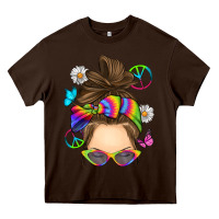Chocolate Brown messy bun tie dye Heavy Core Tee - RanaPortraitStore