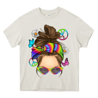 Cream messy bun tie dye Heavy Core Tee - RanaPortraitStore