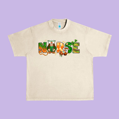 St. Patrick's Day Nurse With Gnome Urban Heavy Tee Designed By Howdyjamesfarm