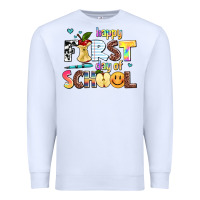 White happy first day of school Premium Sweatshirt - AdoDesignShop
