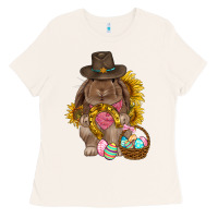 Bone Western Rabbit with sunflowers Easter Day Ladies Tee - HowdyJamesFarm