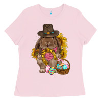 Bubblegum Pink Western Rabbit with sunflowers Easter Day Ladies Tee - HowdyJamesFarm
