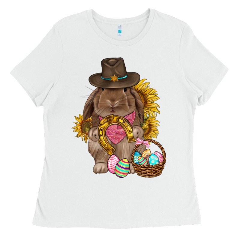 Western Rabbit With Sunflowers Easter Day Ladies Tee by HowdyJamesFarm | Teevron