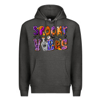 Charcoal Heather Spooky Vibes Premium Hoodie - CowhideDigitalArt