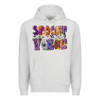 Dove Grey Spooky Vibes Premium Hoodie - CowhideDigitalArt