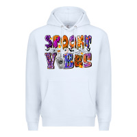 White Spooky Vibes Premium Hoodie - CowhideDigitalArt