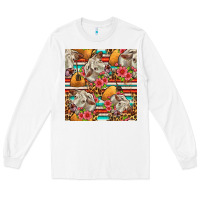 White western cow with hay and flowers seamless pattern Long Sleeve Tee - FaDigitalArtStudio