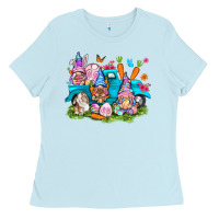 Baby Blue Easter gnomies with truck Easter Day Ladies Tee - HowdyJamesFarm