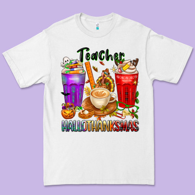 Hallothanksmas Teacher Premium Tee Designed By Texasbilliewilder