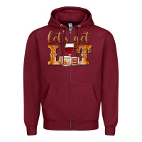 Burgundy let's get lit candles Zipper Hoodie - BarkalooDesign