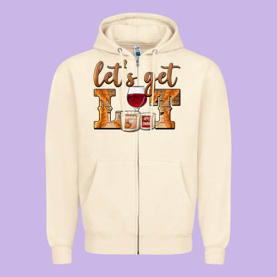 Let's Get Lit Candles Zipper Hoodie Designed By Barkaloodesign