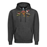 Charcoal Heather Christmas alligator pelican crawfish Zipper Hoodie - BarkalooDesign