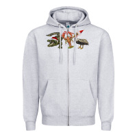Heather Grey Christmas alligator pelican crawfish Zipper Hoodie - BarkalooDesign