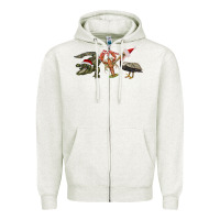 Oatmeal Heather Christmas alligator pelican crawfish Zipper Hoodie - BarkalooDesign