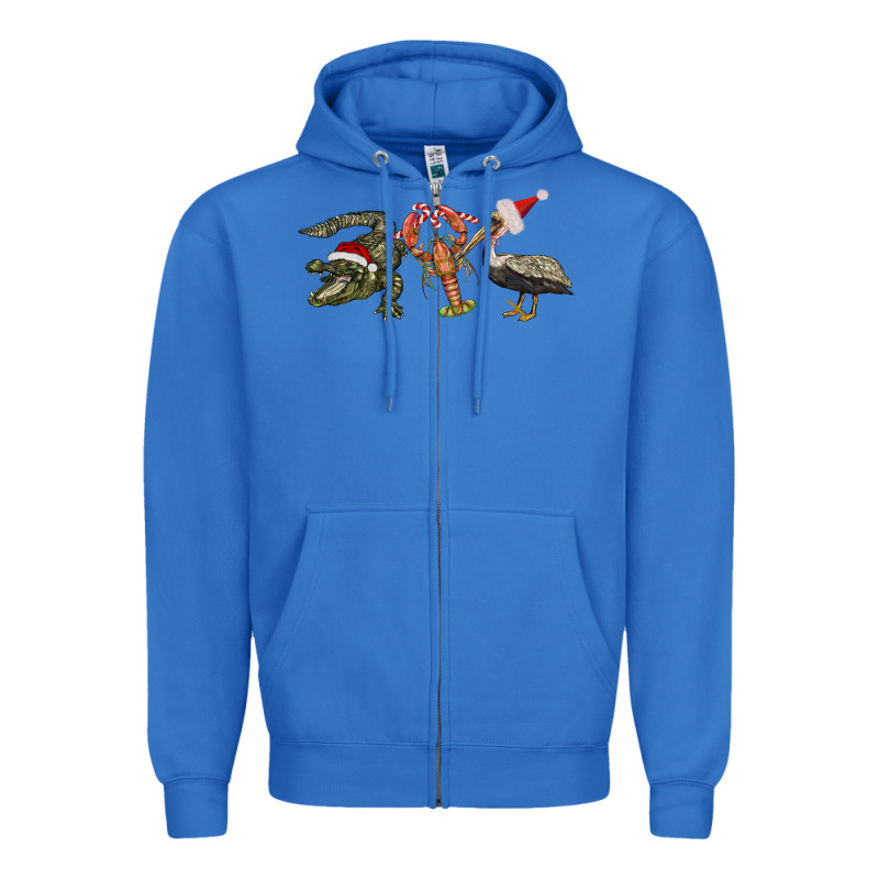 Christmas Alligator Pelican Crawfish Zipper Hoodie by BarkalooDesign | Teevron