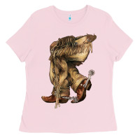 Bubblegum Pink Cowboy boots western Ladies Tee - HowdyJamesFarm