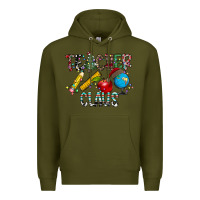 Army Green Teacher Calus Premium Hoodie - CowhideDigitalArt