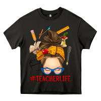 Asphalt messy bun teacher life Heavy Core Tee - RanaPortraitStore